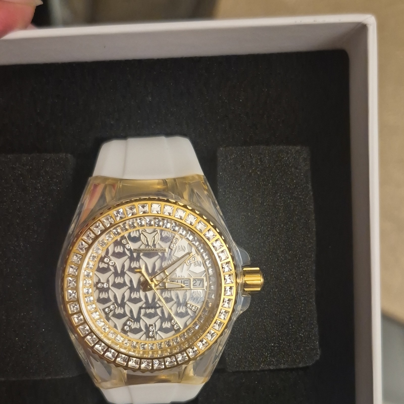TechnoMarine Cruise Swiss Ronda 40m Gold White Silicone(TM-121172)