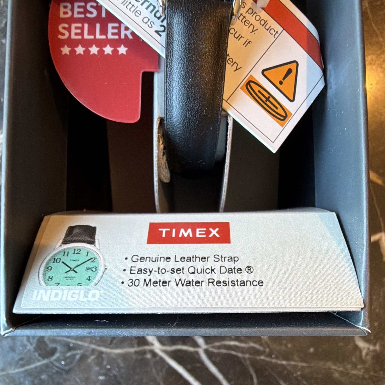 Timex Easy Reader Women’s Quartz Watch White Dial Black Leather Date 30m w/ Box