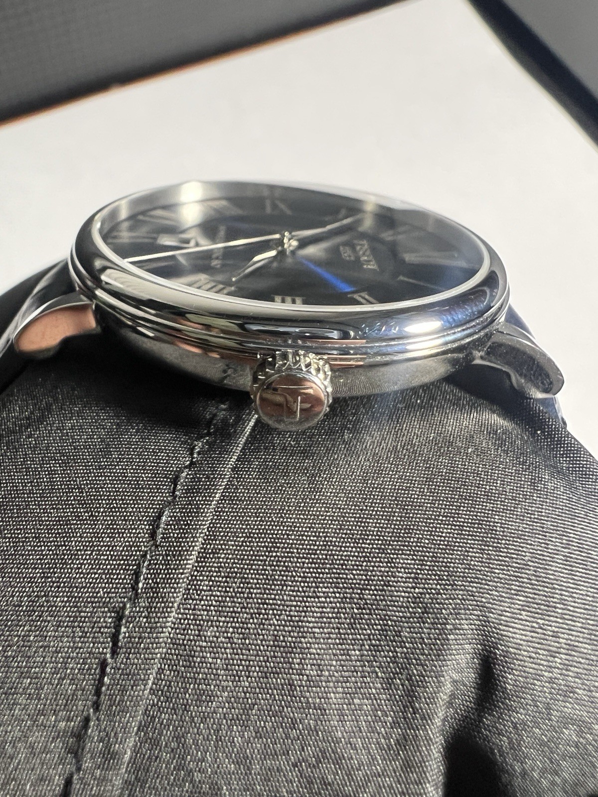 Tissot Carson Powermatic 80 Automatic 40mm Blue Dial Roman Leather Strap Date