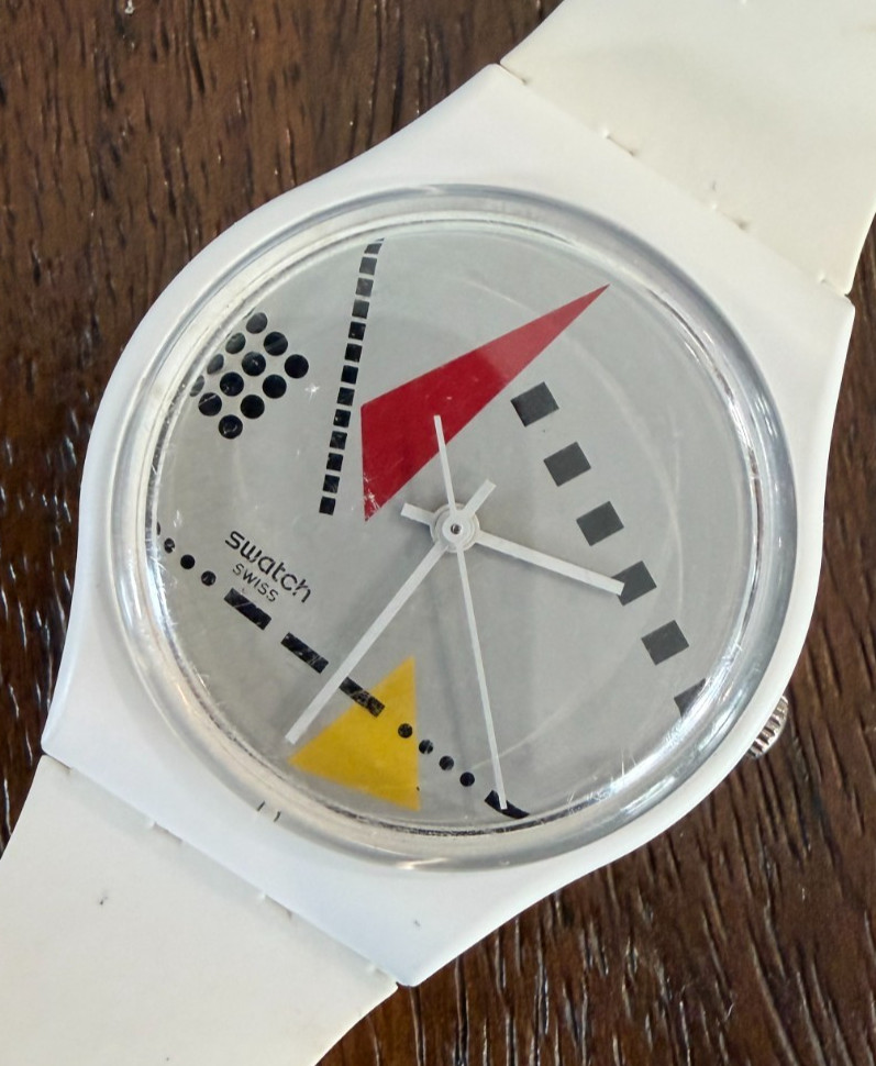 Limited Edition Swatch Watch White Memphis Back to 1984 Reloaded 34mm NEW Gent