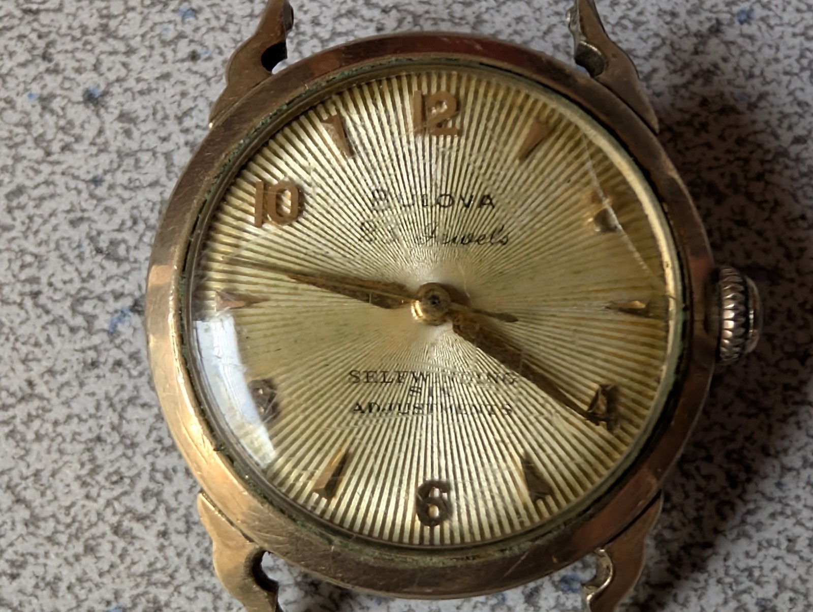 c1950’s BULOVA 23J 6 ADJUSTMENT SELF WINDING WATCH~KEEPS TIME REPAIR or PARTS