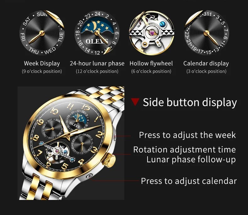 OLEVS Automatic Mechanical Waterproof Luxury Watch Date Men’s Wristwatch