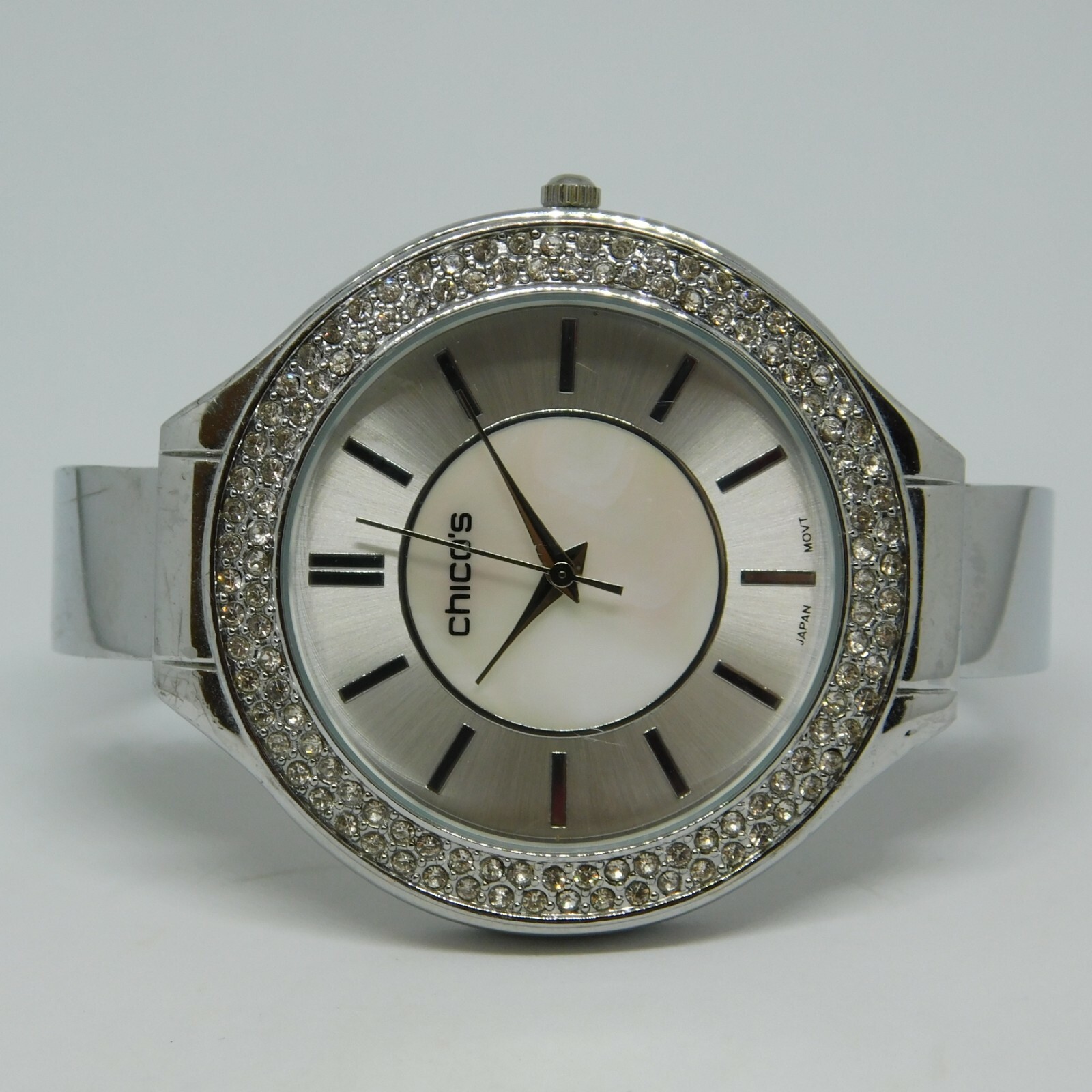CHICO’S SR626SW Cuff Bracelet Quartz Analog Women’s Sz. 6 1/4″ Watch New Battery