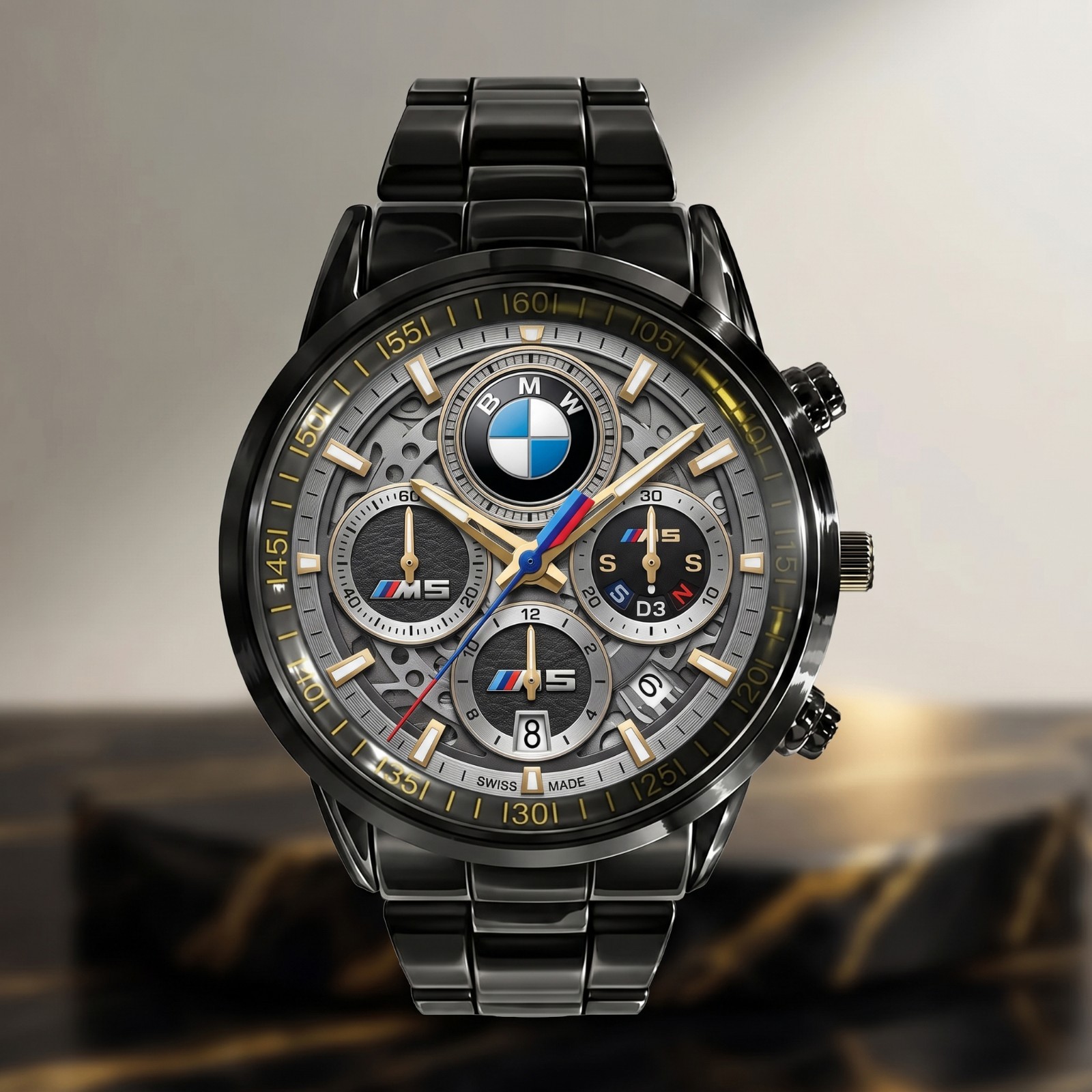 Personalized Performance BMW M5 Sedan Stainless Steel Watch Automotive Gift