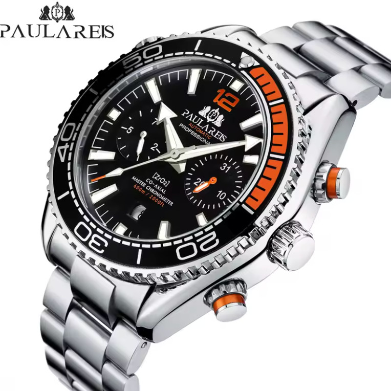 PAULAREIS Luxury Automatic Watch Men Stainless Steel Watch For Men
