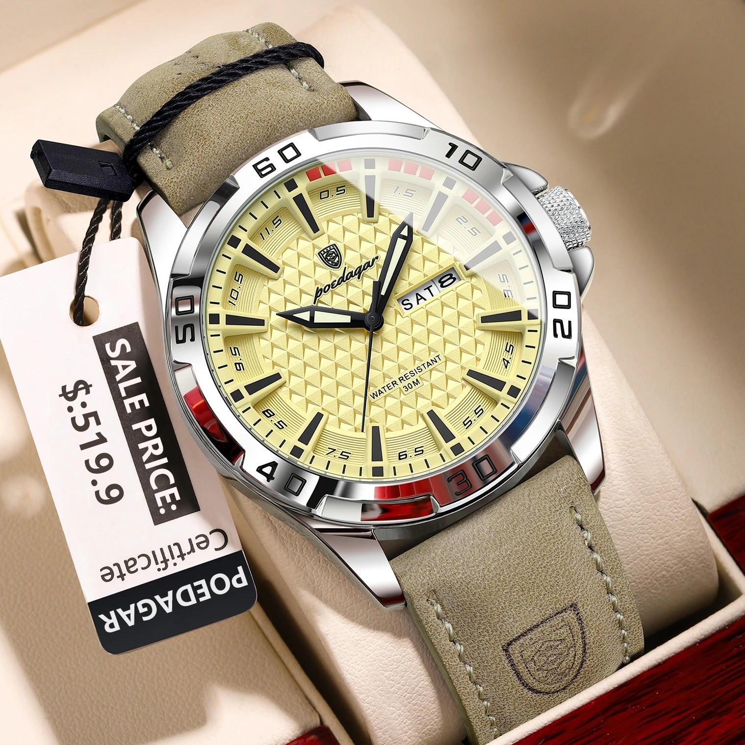 POEDAGAR Original Man Wristwatch Top Luxury Waterproof Luminous Watch Xmas Gift