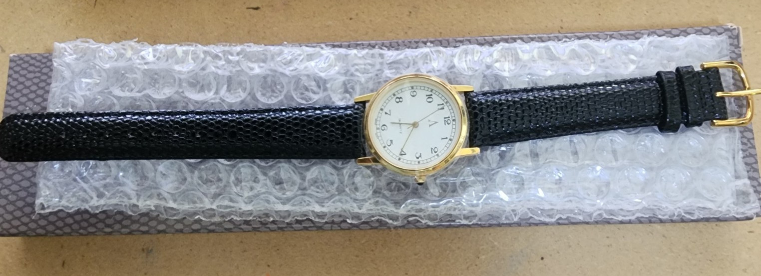 Avon Men’s Elegant Watch Black Leather Band – NIB