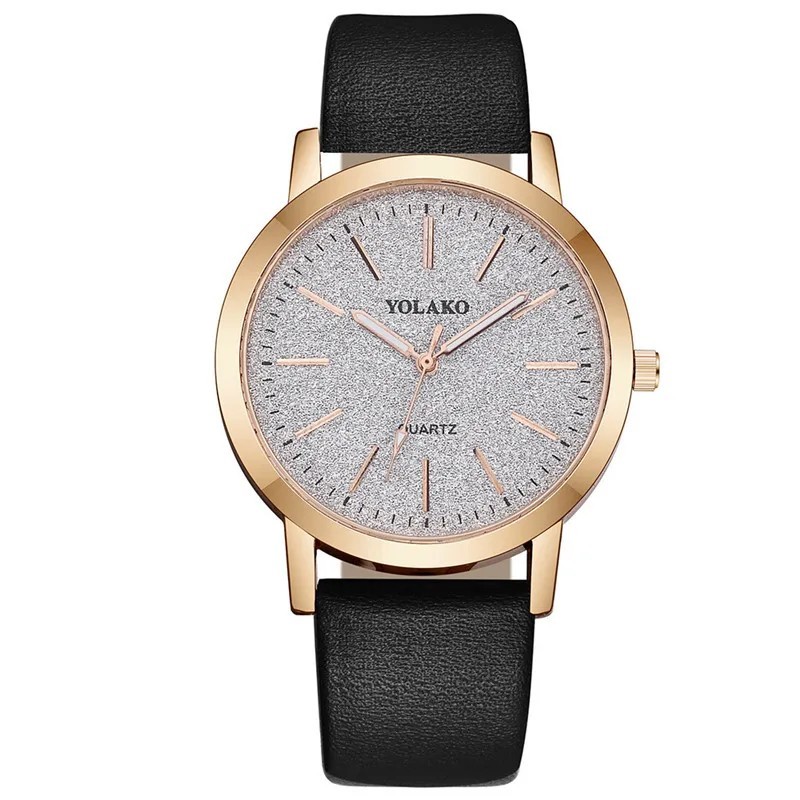Watch With Glitter Dial for Ladies Women Girls Leather Strap Wristwatch Gift
