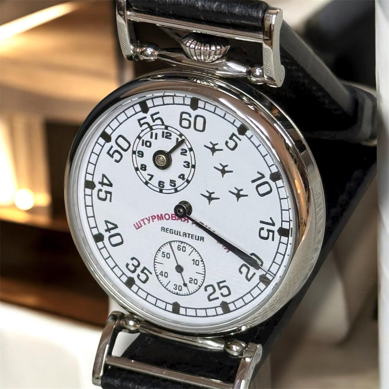 Regulator Watch Mechanical Wrist Russian Attack Aviation Men Pilot Fight Molniya