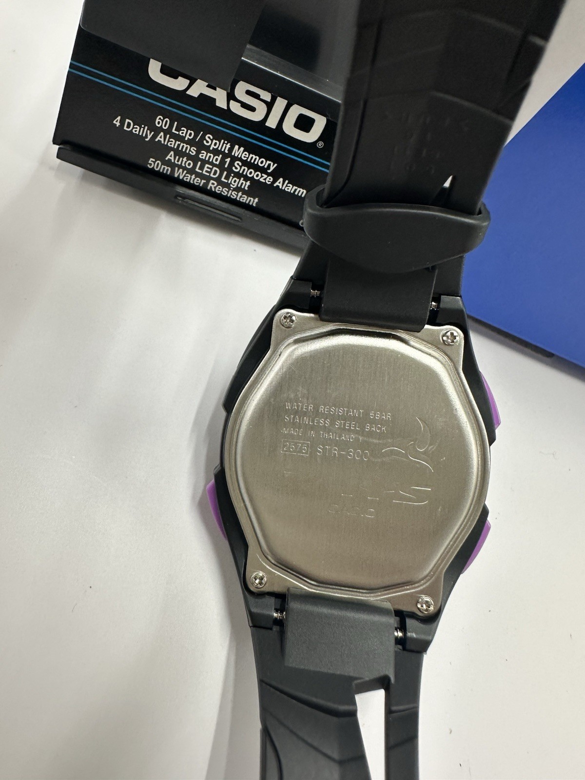 Casio STR-300-1 Digital, 10 Year Battery, Lap Memory Resin Band Watch