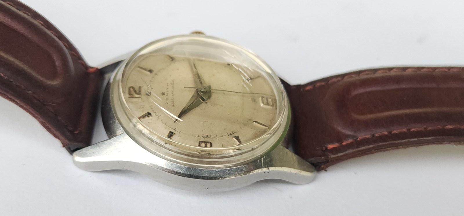 VINTAGE 1950’S ZENITH AUTOMATIC BUMPER S STEEL MEN’S 35mm SWISS WATCH CAL 133.8