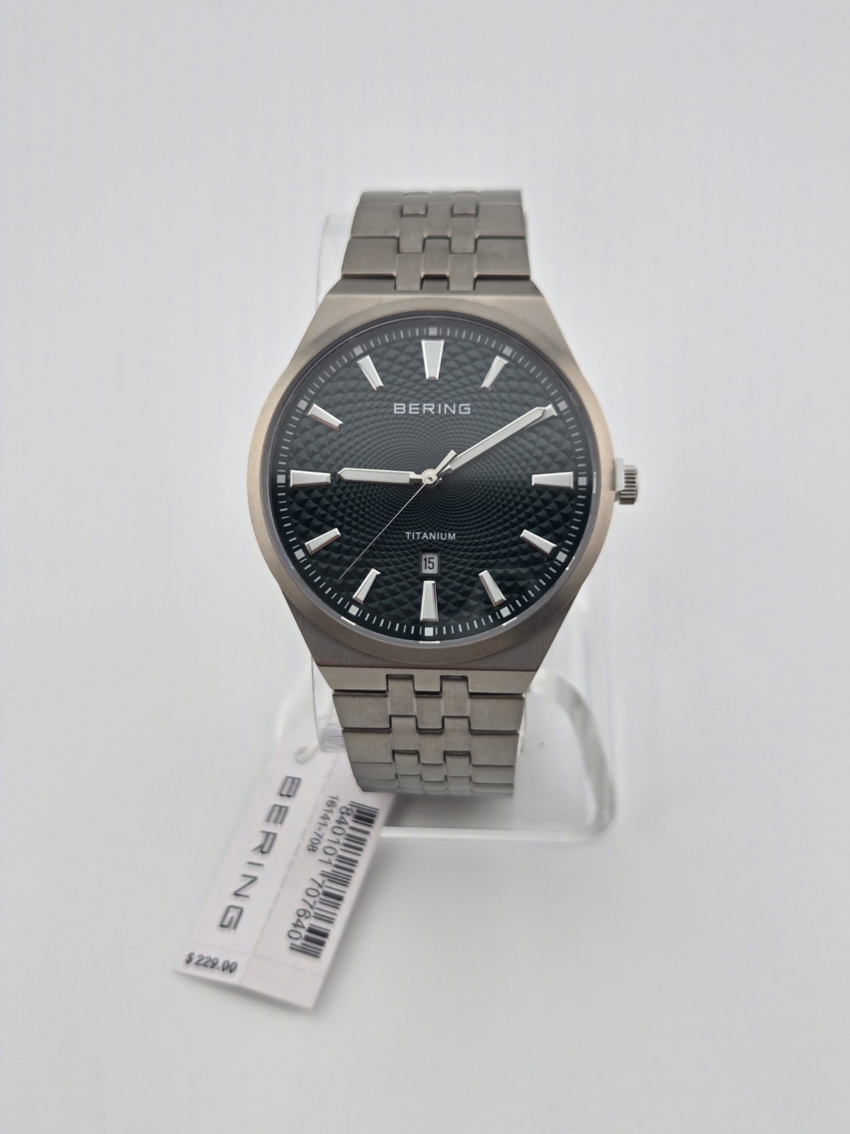 Bering Titanium Green Dial Men’s Quartz Watch, 41mm 16141-708