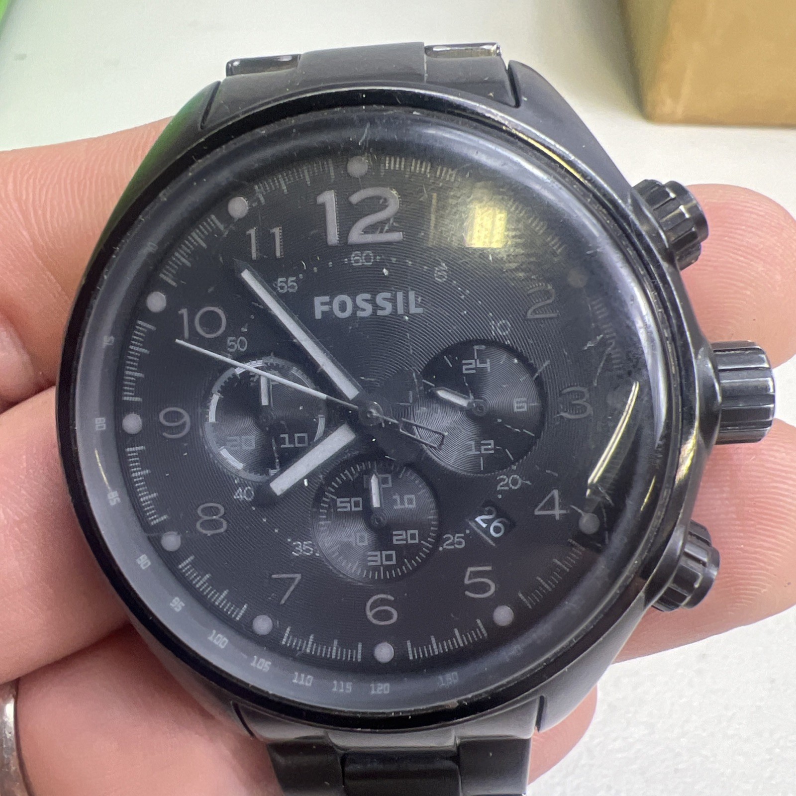 Fossil Watch CH-2803 Mens Chronograph 47mm Time + Date Quartz Untested