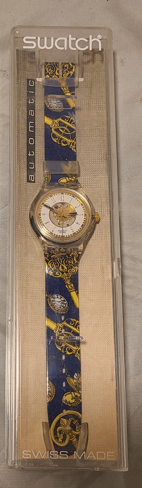 RARE Vintage 1992 Mens Swatch Watch Skeleton with Original Case And Papers