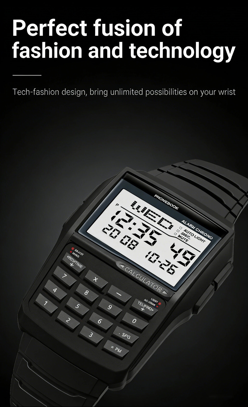 Computer Style Men’s Top Luxury Digital Sports Watch Multifunction Calculator