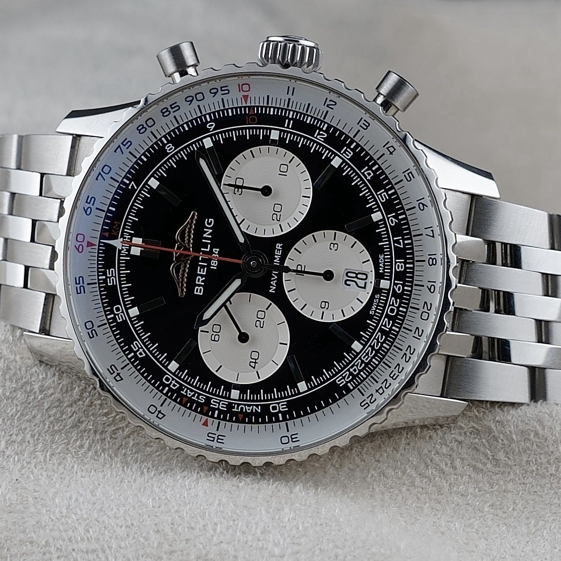 Breitling Navitimer B01 Chrono 43mm AB0138 Black Reverse Panda, 4 Year WARRANTY