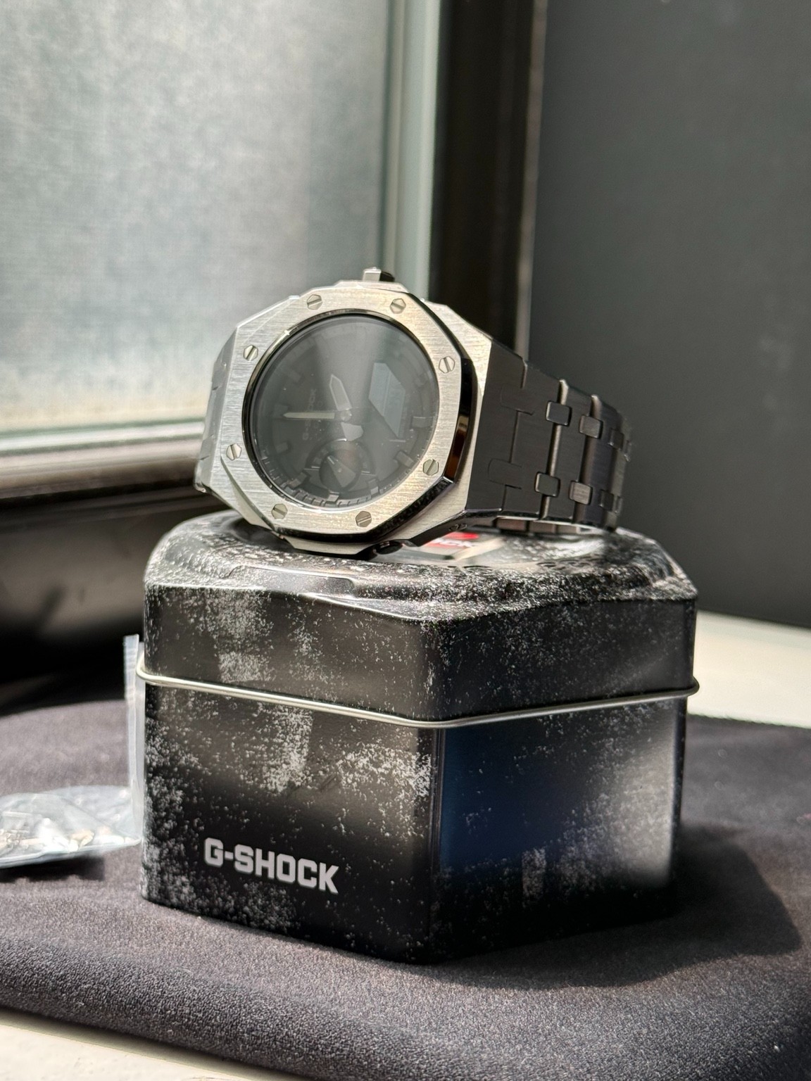 Casio G-Shock GA-2100 Custom Royal Casioak Stainless Steel Mod Black Dial w/ Box