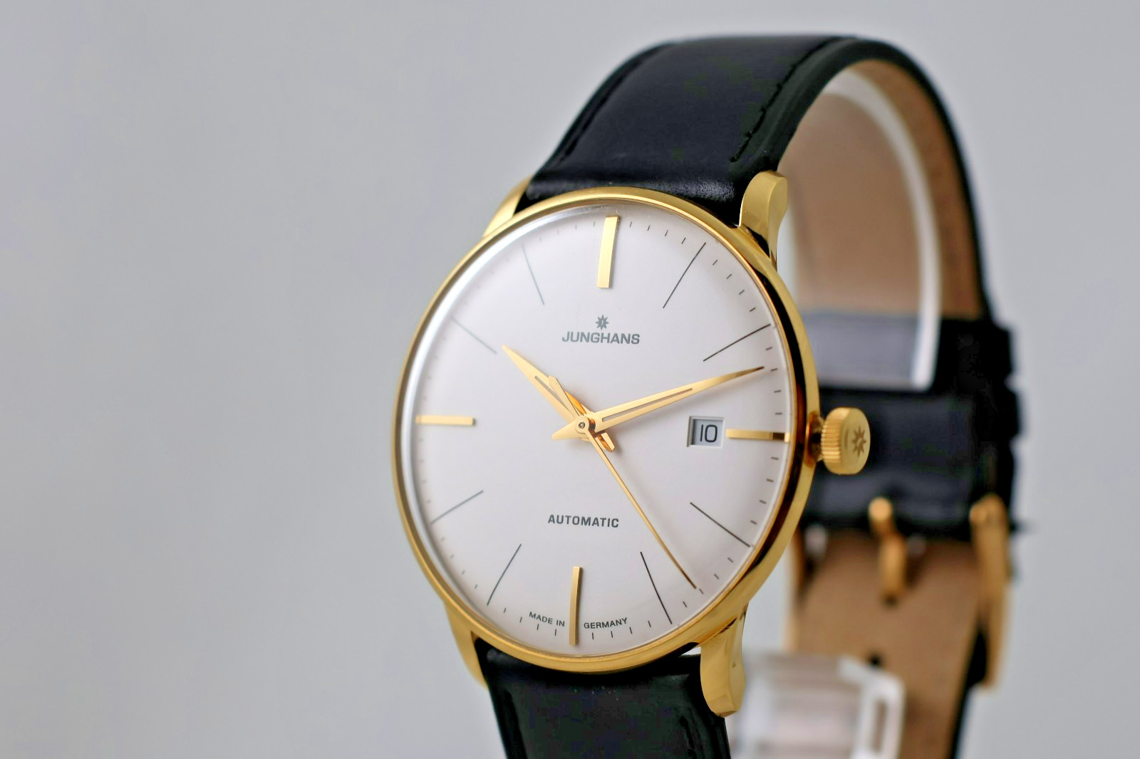 Junghans Meister 027/7312 Automatic Gold Tone White Dial Date made in germany