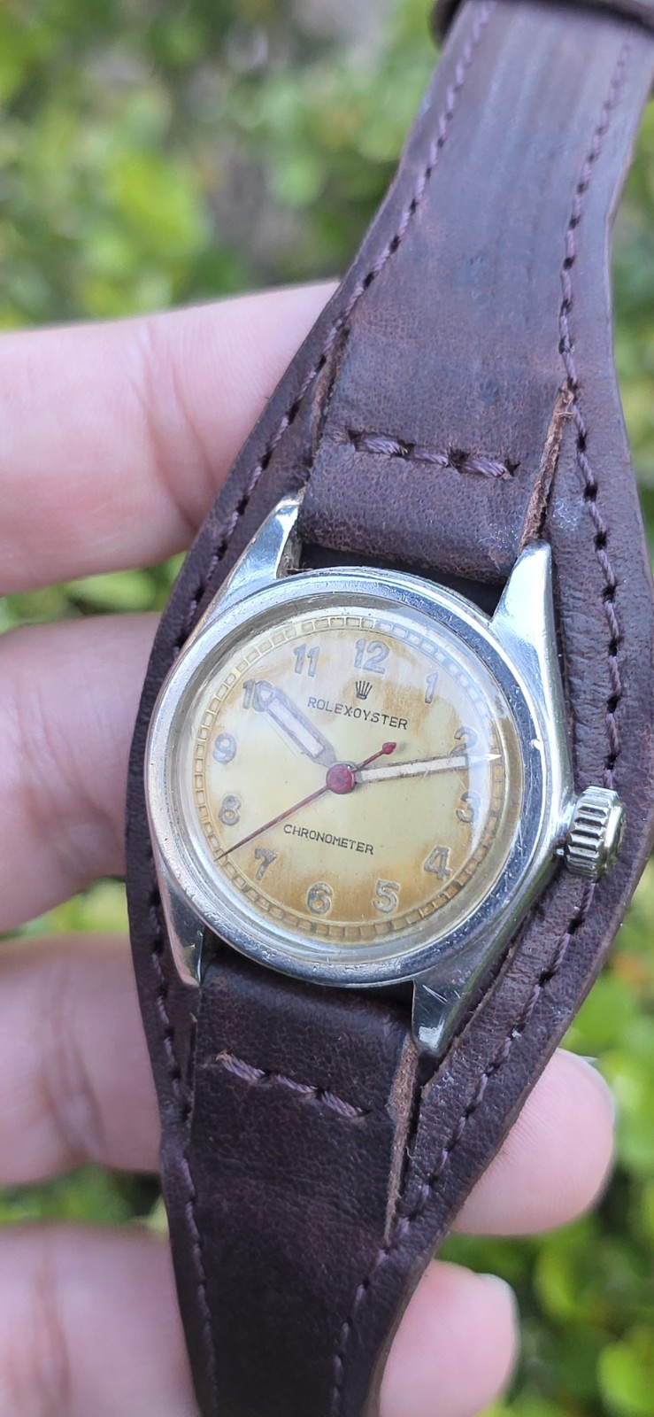 Vintage ROLEX Oyster Chronometer Ref 2595 Military 29mm Patina Dial Manual Watch