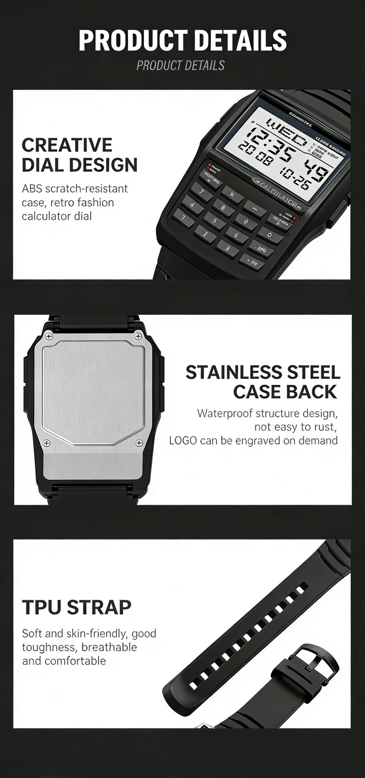 Computer Style Men’s Top Luxury Digital Sports Watch Multifunction Calculator