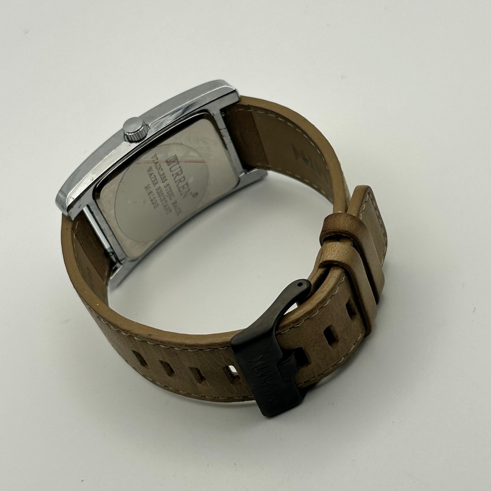 Curren Silver-tone Rectangular Case Copper-toned Dial Brown Leather men’s Watch
