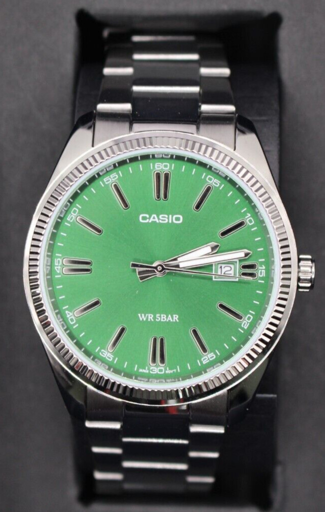 CASIO Collection MTP-1302D-3AJF Green x Silver Mens Watch Dark Dial Analog Gift