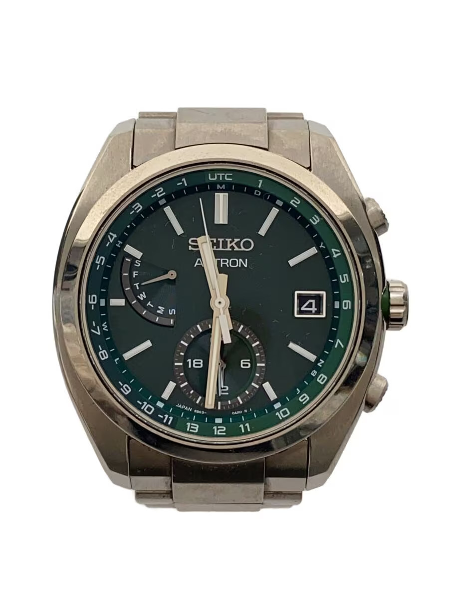 SEIKO Solar Watch Analog Titanium GRN SLV Titanium 8B63 0BA0