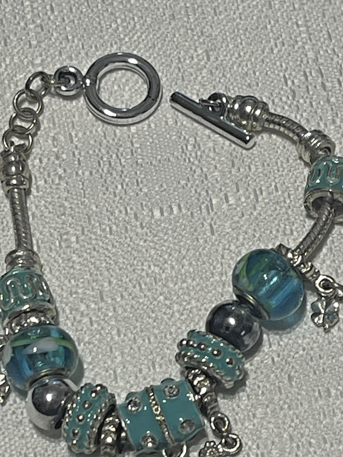 Figaro Couture Assorted Blue Beaded Charm Bracelet Watch