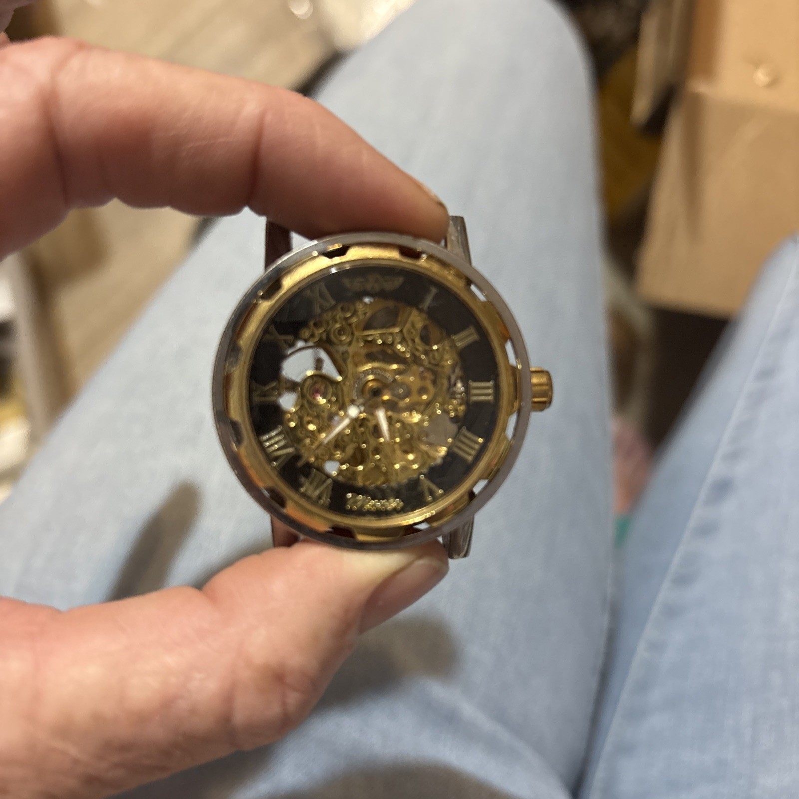 Winner Transparent Mechanical Skeleton Watch Men’s Needs Pin On Band