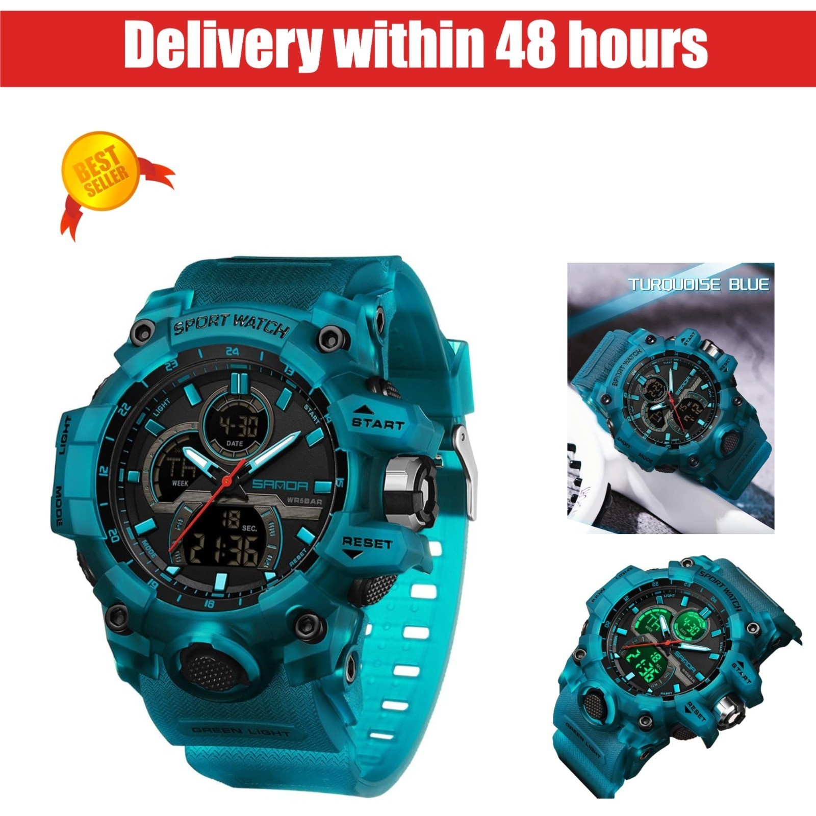 FANMIS Men’s Solar Powered Quartz Wrist Watch Analog Digital Sports