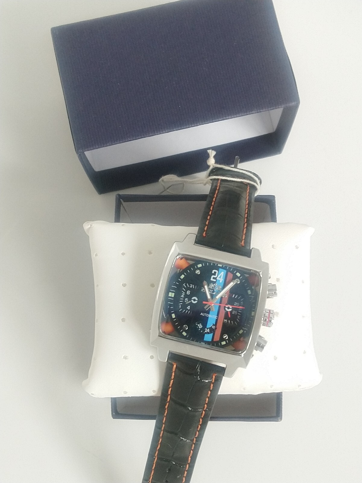 Watch Le Mans Style Steve McQueen Movie Fan New + Boxed Chrome +Leather Strap