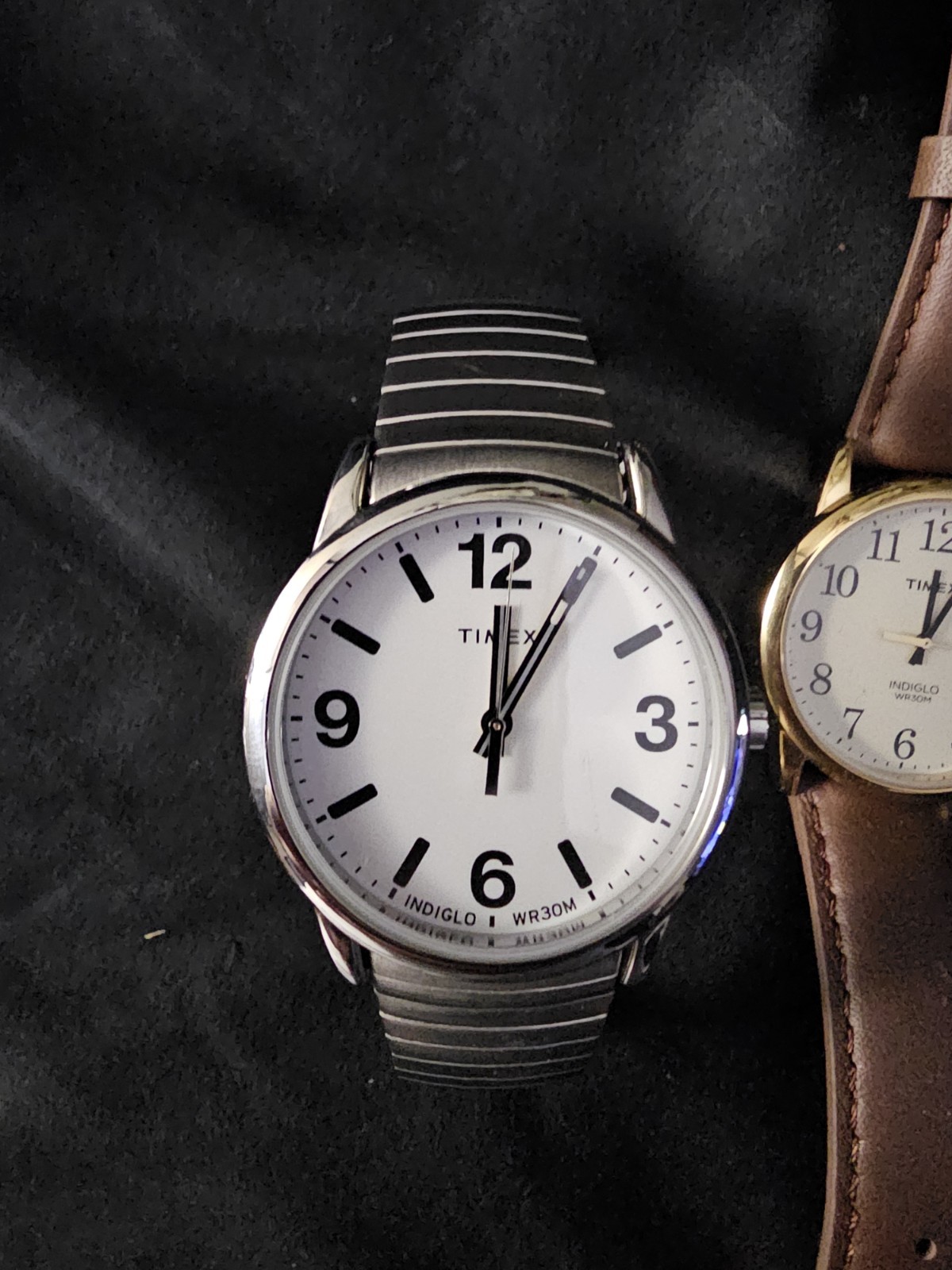 Timex Easy Reader Indiglo Watch Mens 35mm Silver Tone Stretch Band WR 30 M