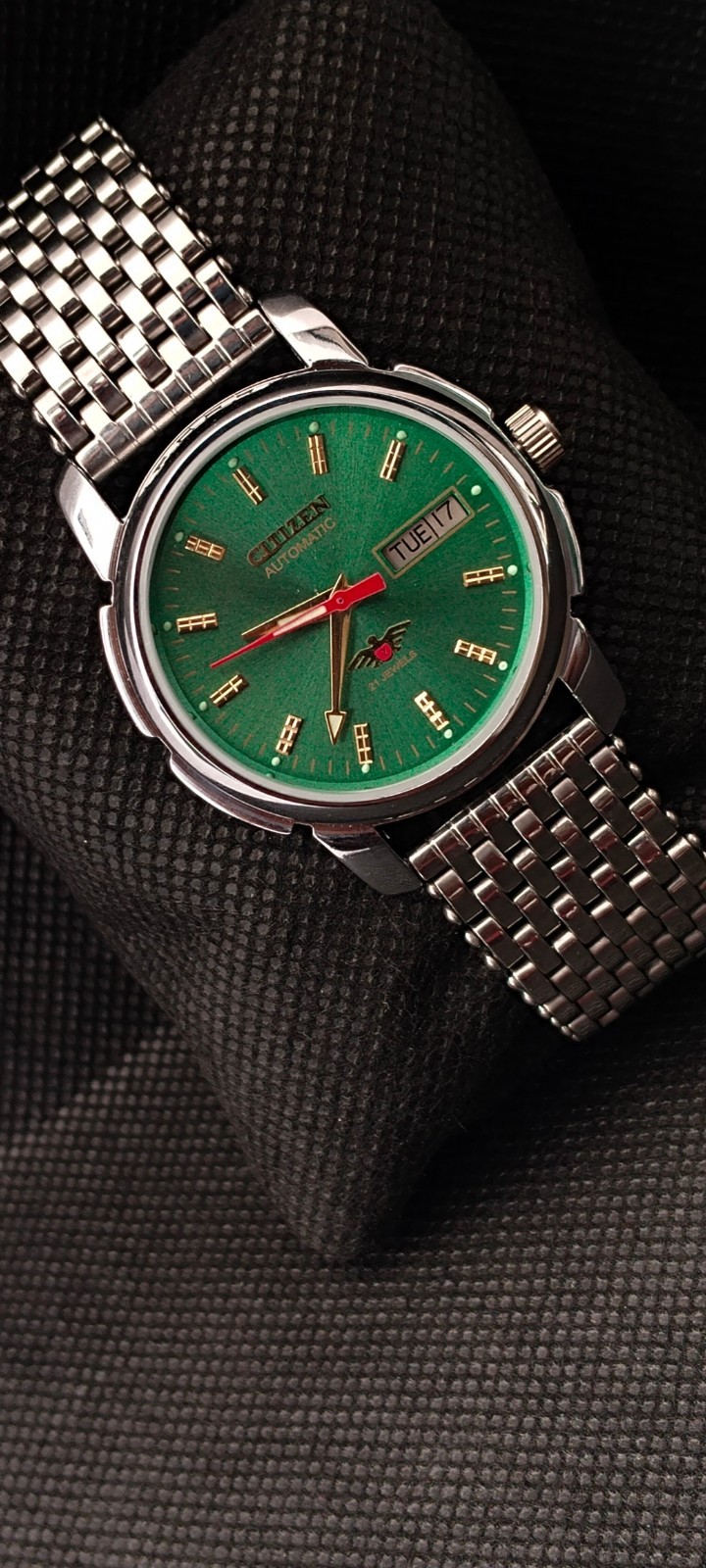Vintag Automatic Citizen Japan Made Green Dial Day/ Date Men’s Wrist Watch