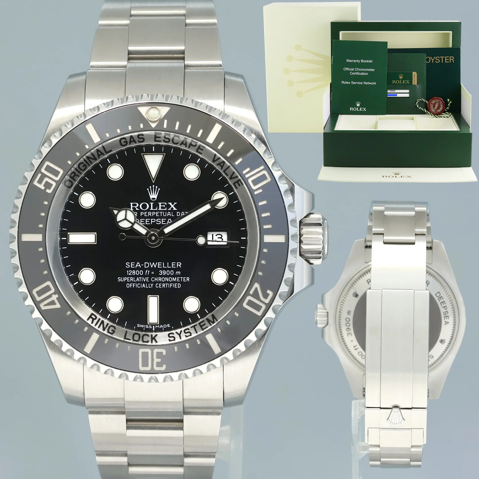 2011 PAPERS Rolex Sea-Dweller DEEPSEA 116660 Steel 44mm Black Ceramic Dive Watch