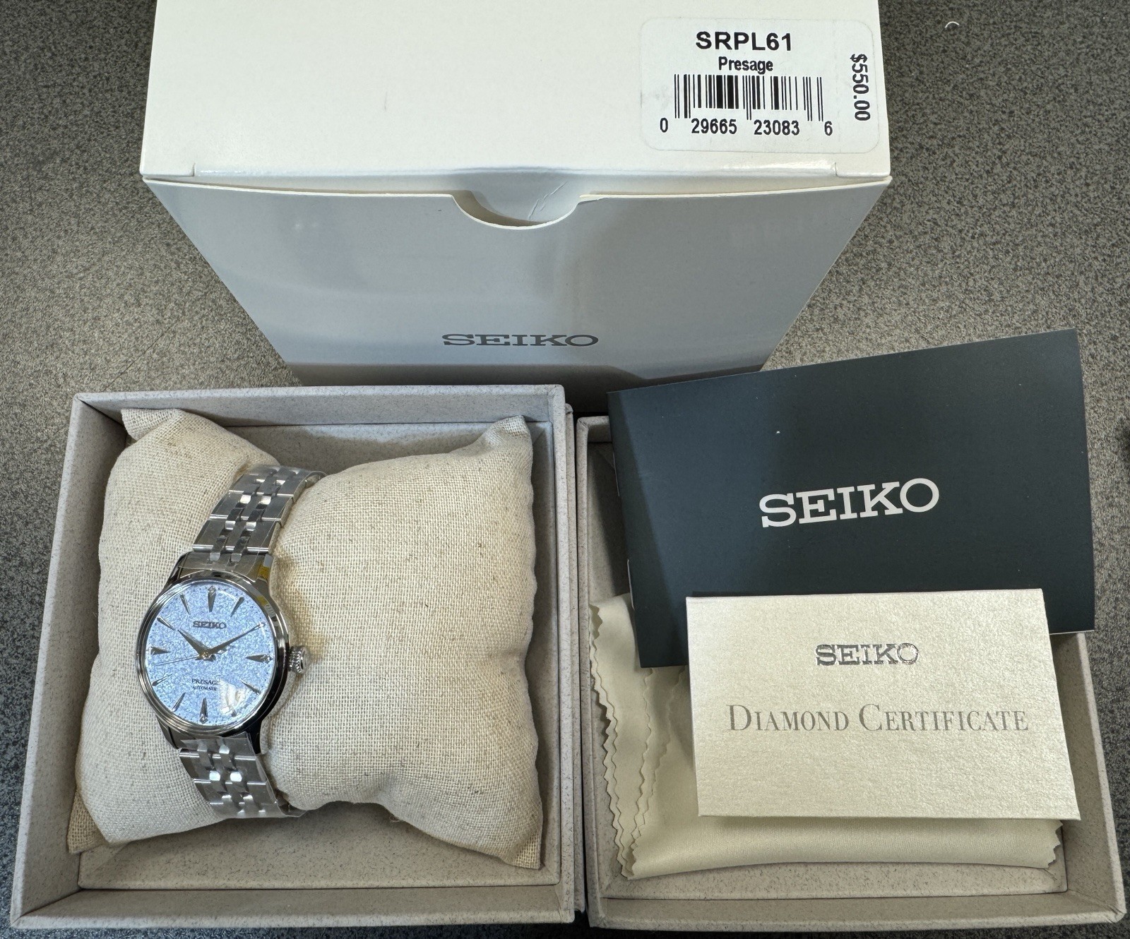 Seiko Presage Cocktail Time Automatic Blue Dial Diamonds Women’s Watch SRPL61