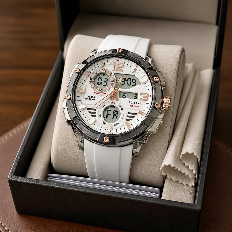 Activa X Invicta ACW8118-002 Men’s 51mm Digital Analog Watch White Rose Gold