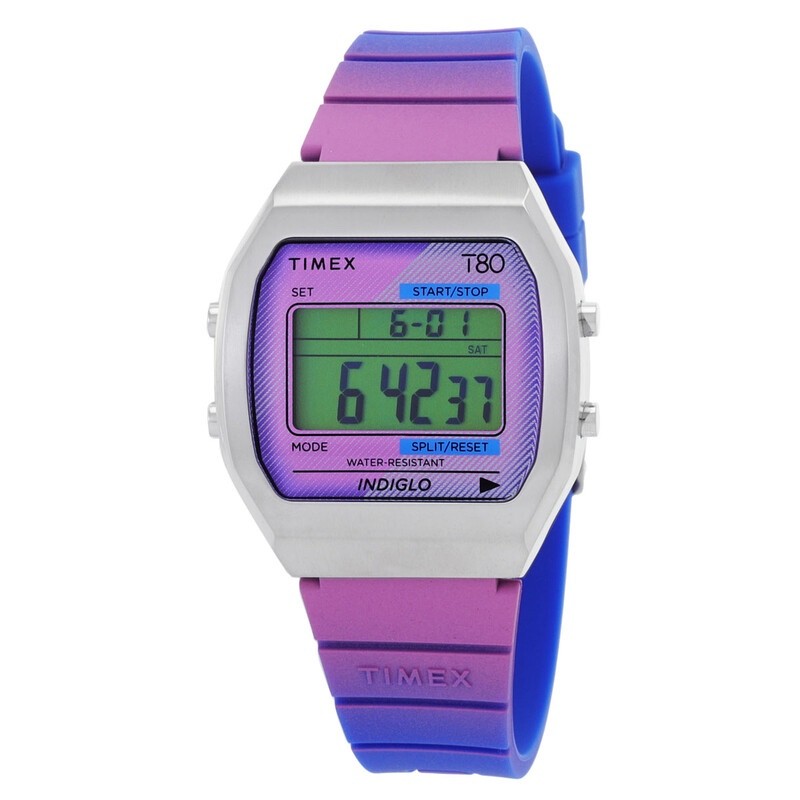 Timex T80 Pink Purple Blue Stainless Steel Resin Strap Watch TW2V74600