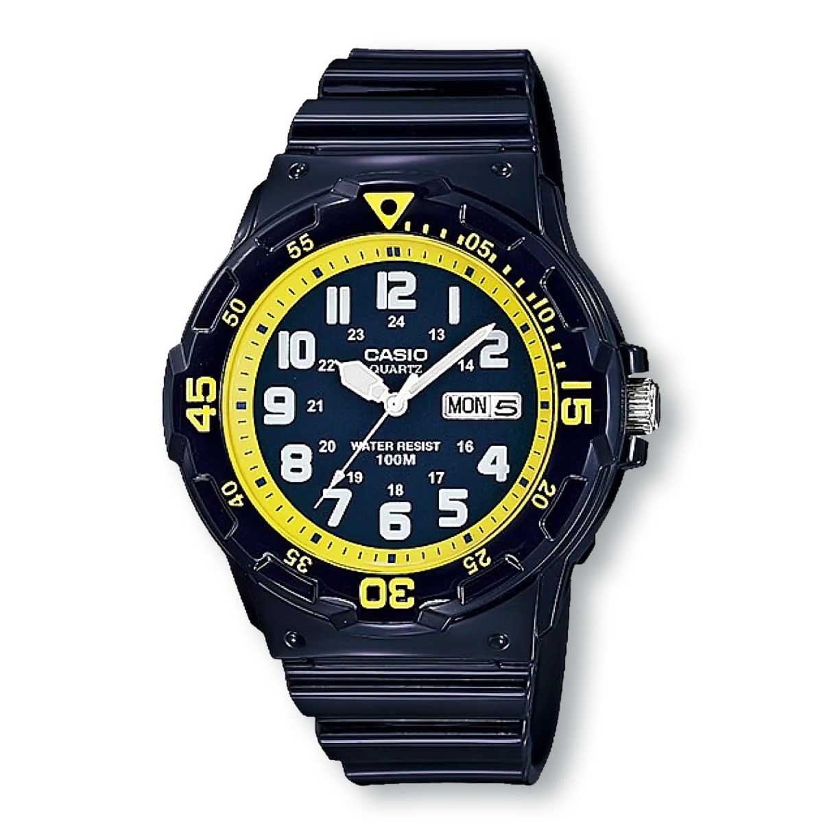 CASIO MRW200HC-2B Analog Diver-Style Watch, Blue/Yellow