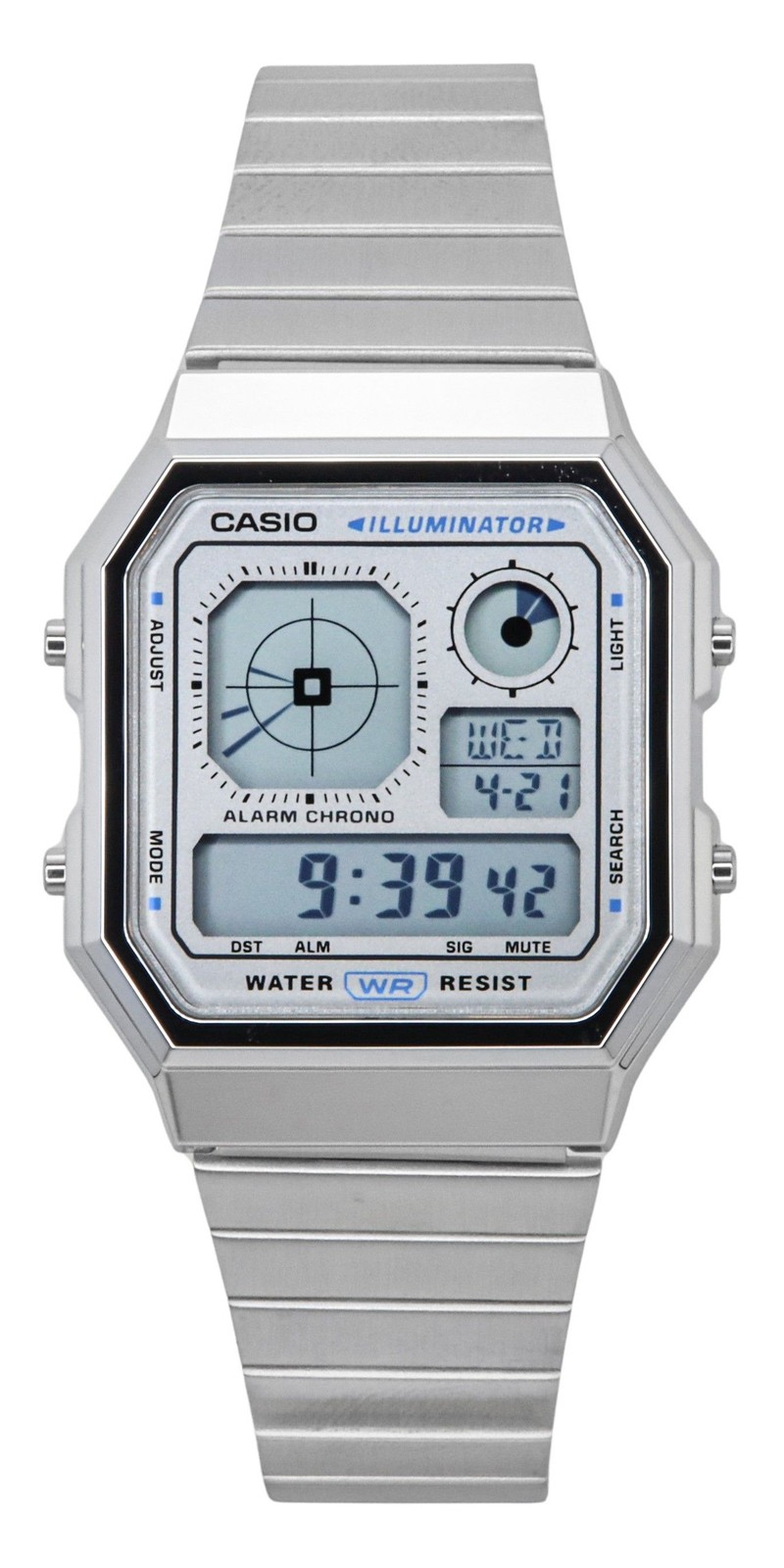 Casio Vintage Digital Stainless Steel Quartz Silver Dial Unisex Watch A130WE-7A