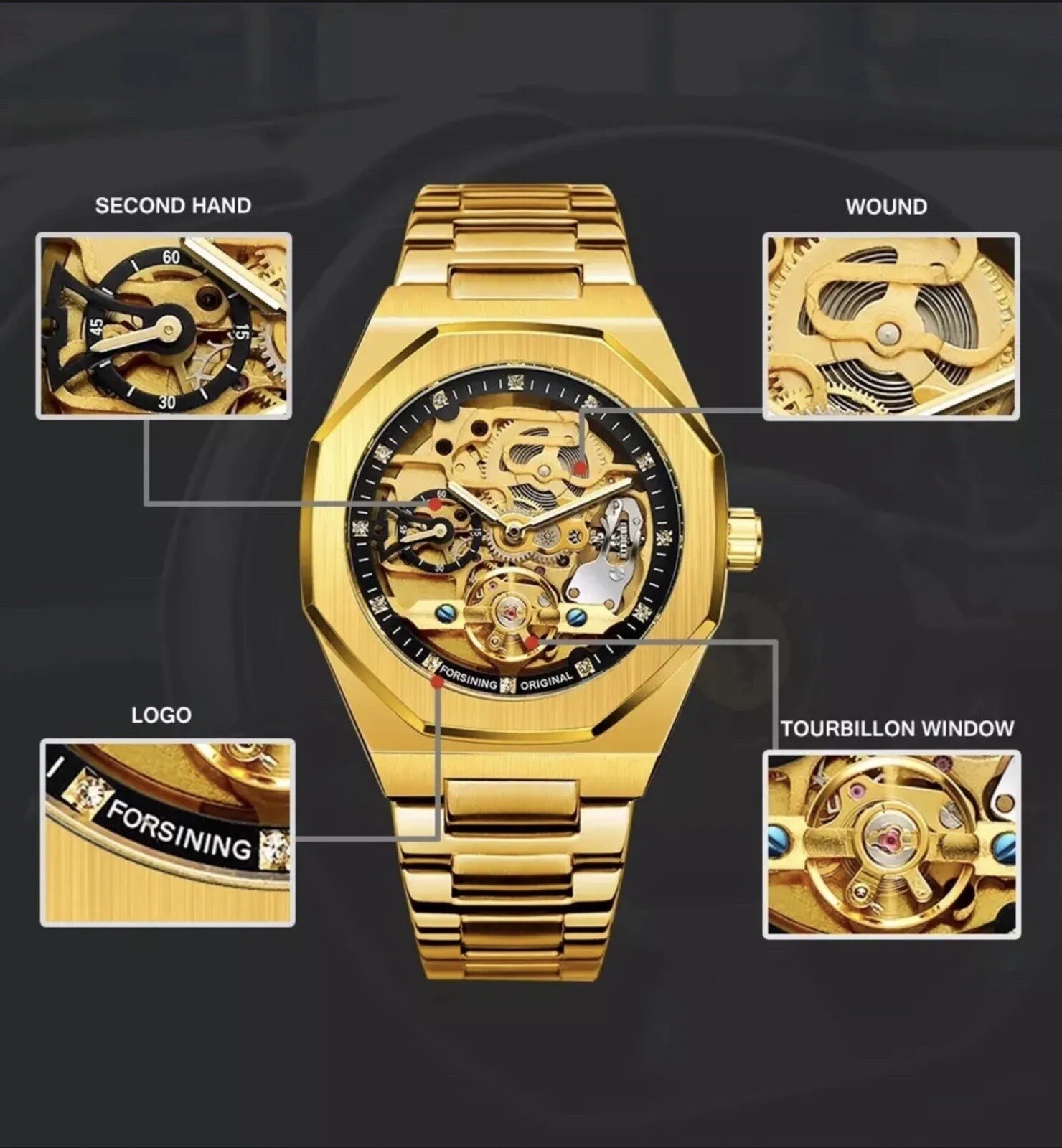 ⌚Men’s Watch Skeleton Mechanical Luminous Luxury Waterproof Sport Wristwatch NEW