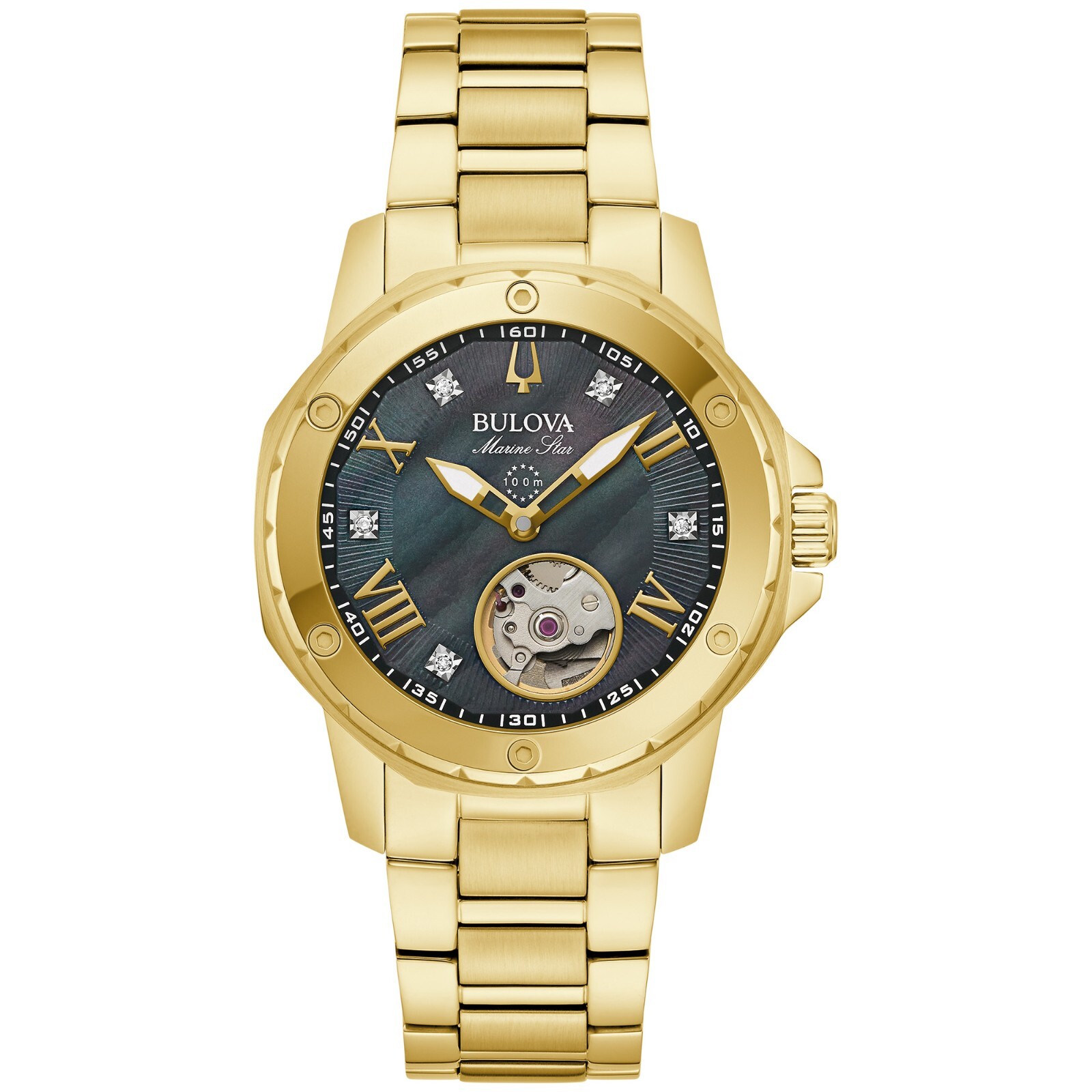 Bulova Women’s Marine Star Automatic Gold Stainless Steel Watch 35 MM 97P171