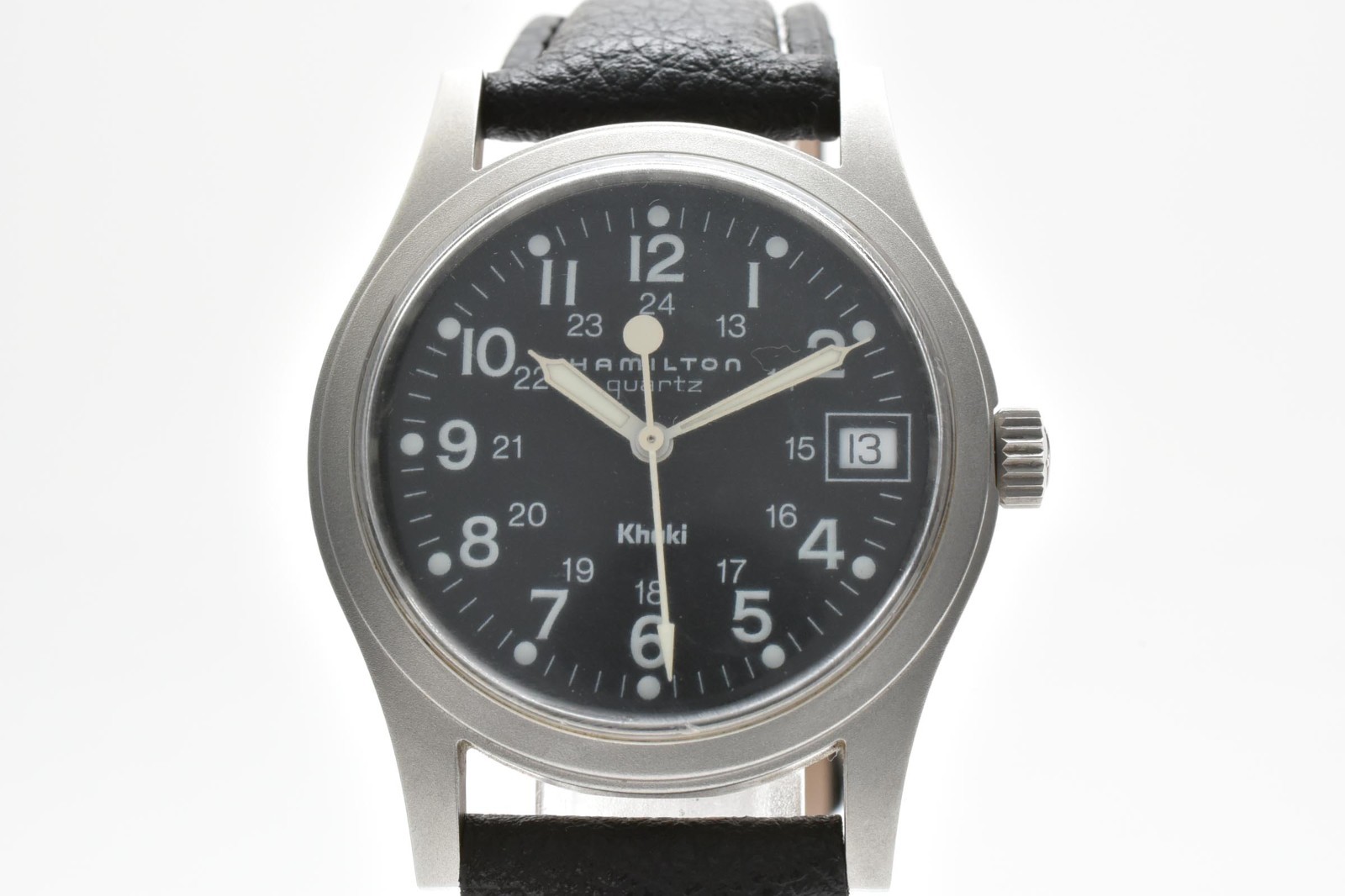 [Near MINT] Hamilton Khaki 9797 Black Dial Date 34mm Men Quartz Watch JAPAN