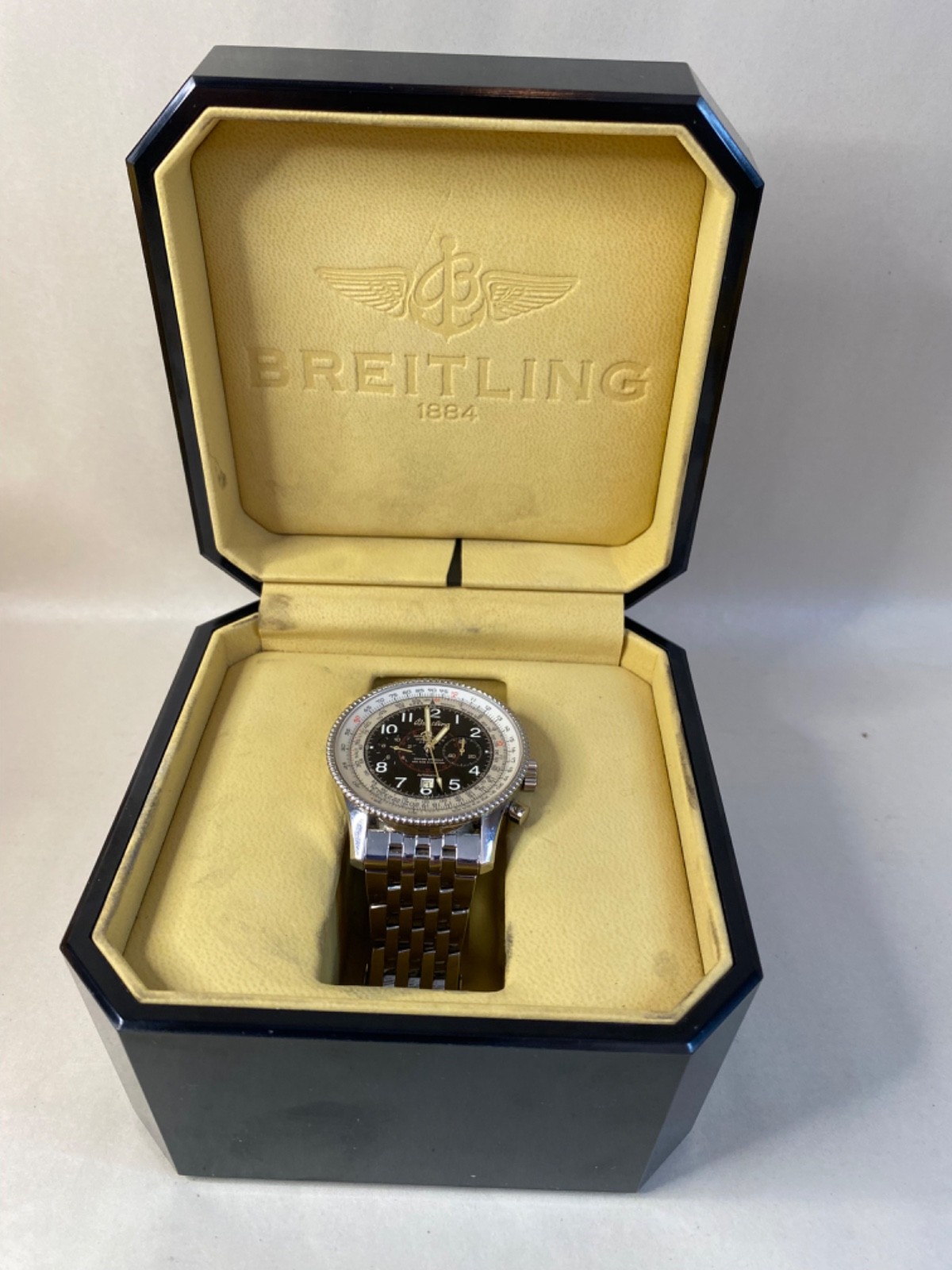 PAPERS Breitling Navitimer Montbrillant BLACK Steel 42mm A35330 Watch BOX MINT