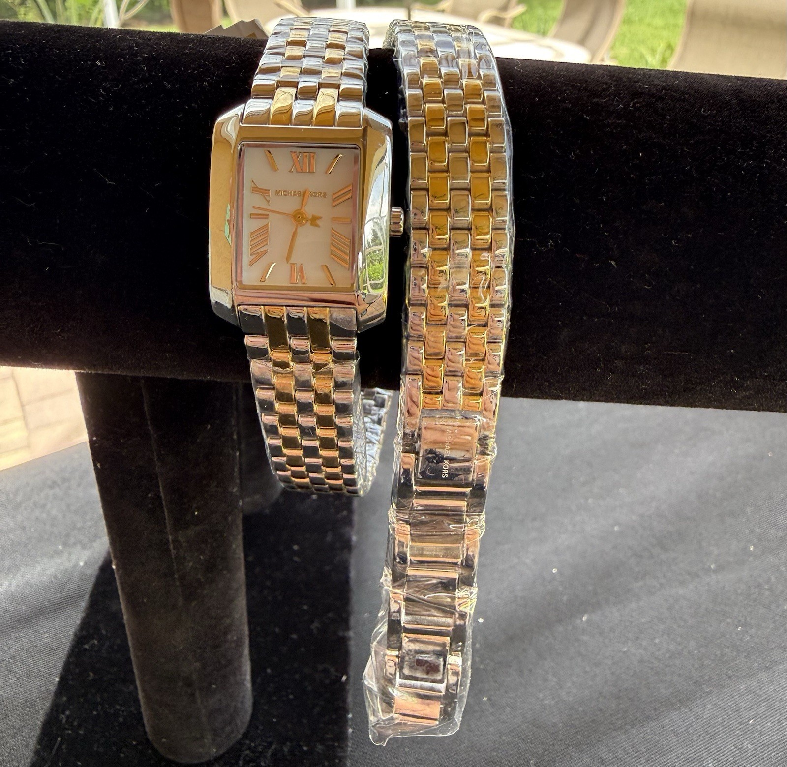 NEW Michael Kors Petite Emery Double Wrap Two Tone Gold & Silver Watch MK4869