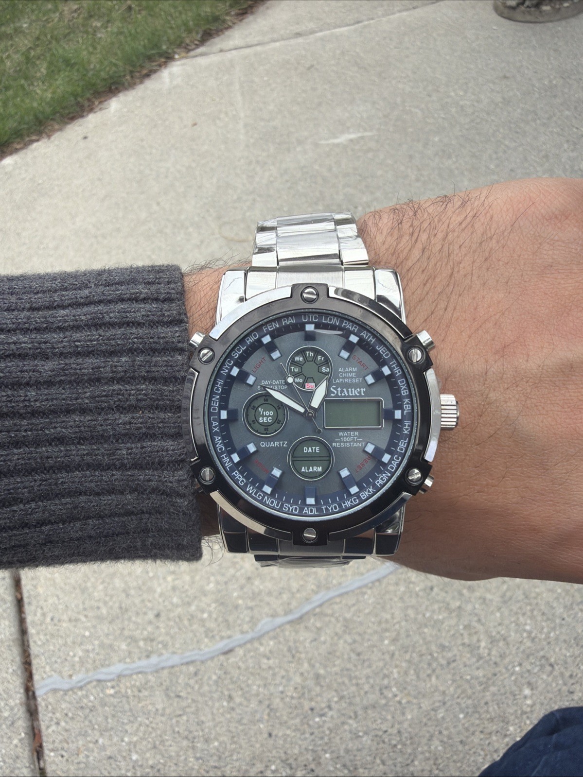 Stauer Blue Stone Chronograph Wristwatch With Box & Booklet Model