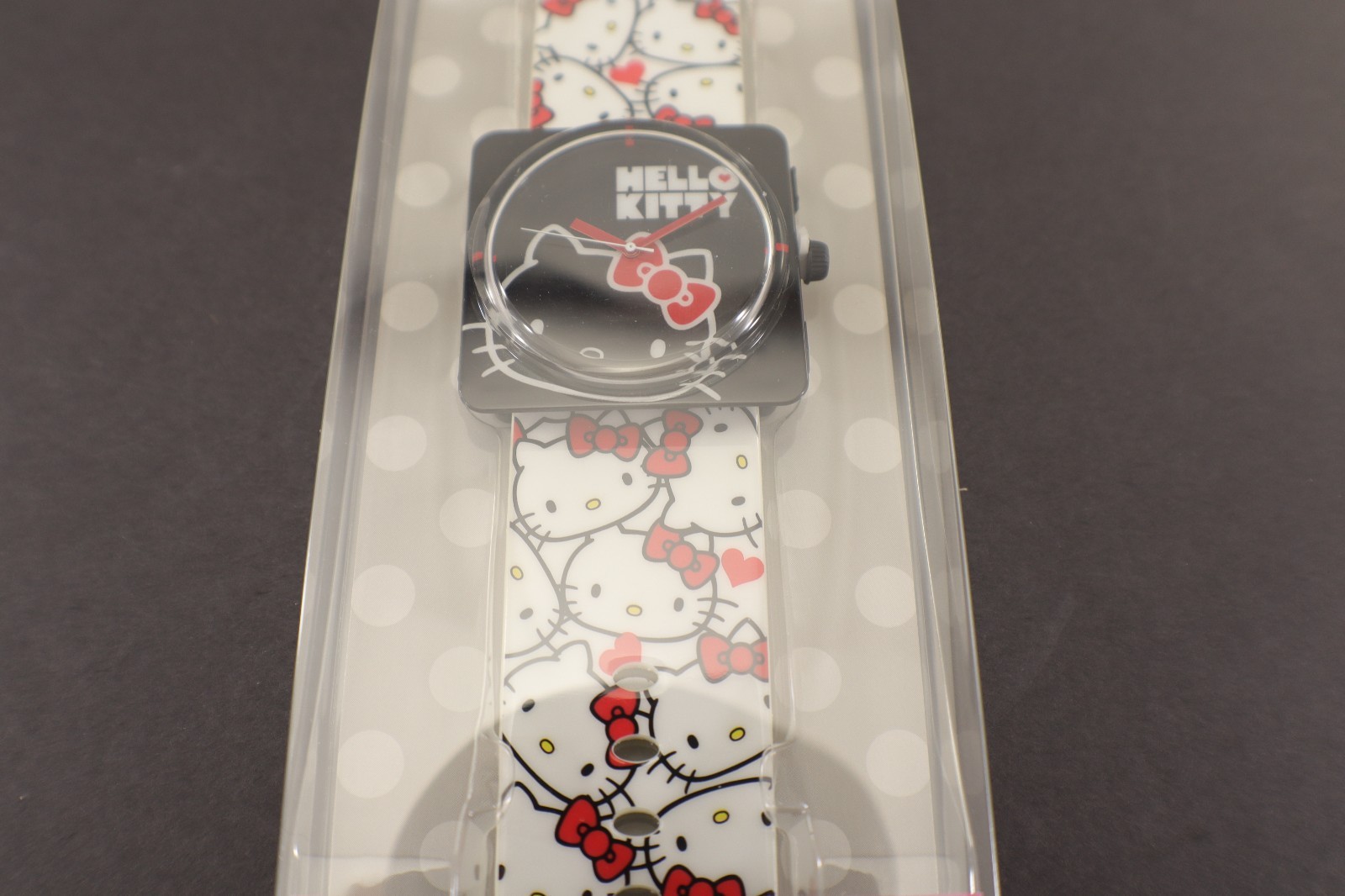 Hello Kitty WRISTWATCH White Black Red #00445-6 Sanrio Analog Original Package