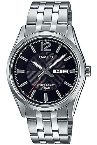 CASIO MTP-1335DJ-1AJF Men’s Watch Day Date Black Dial Silver Steel Japan New