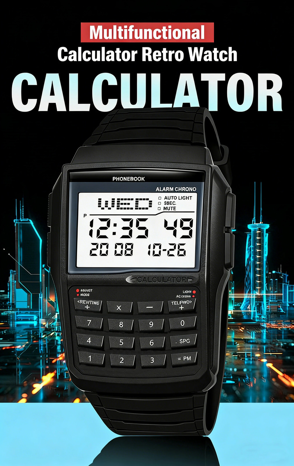 Computer Style Men’s Top Luxury Digital Sports Watch Multifunction Calculator