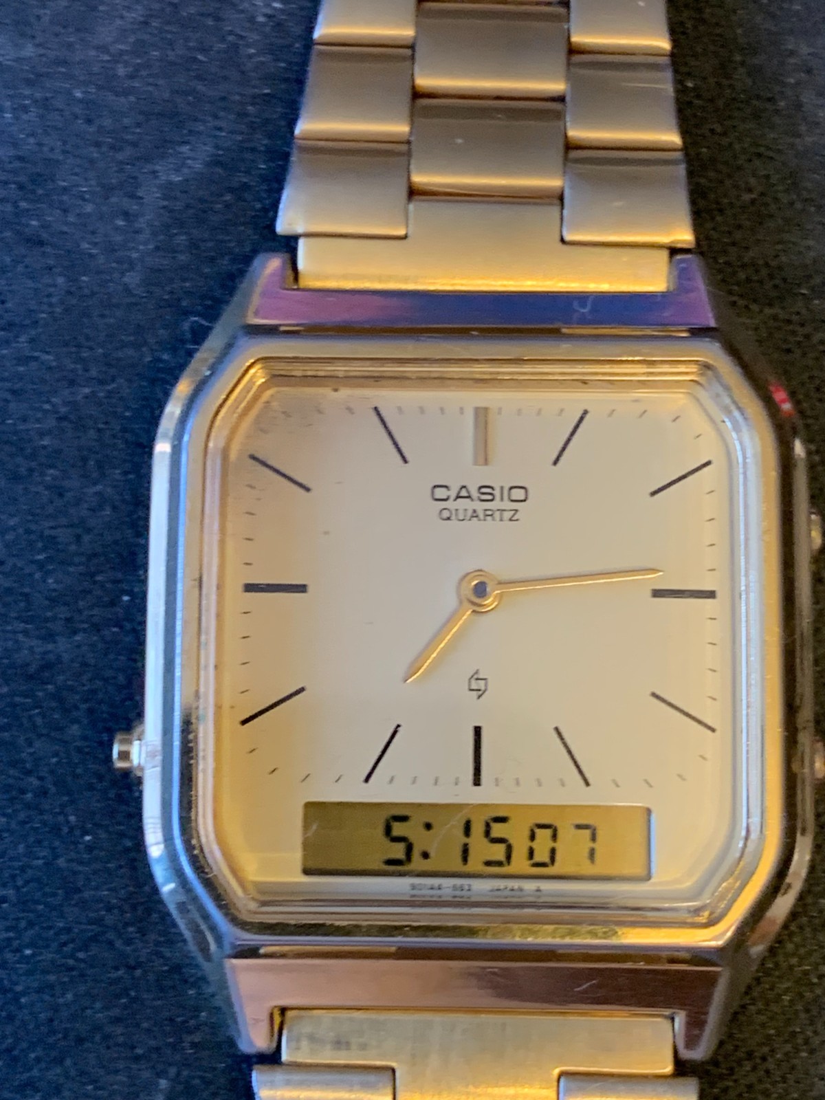 Casio Ana Digi JAPAN Gold Tone AQ-222 Vintage Module 308 Men’s Watch