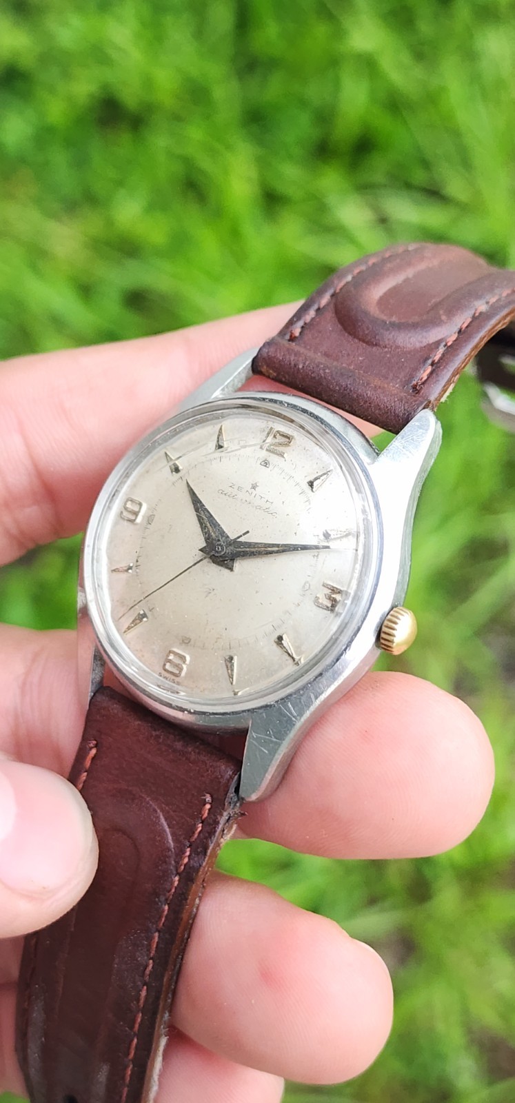 VINTAGE 1950’S ZENITH AUTOMATIC BUMPER S STEEL MEN’S 35mm SWISS WATCH CAL 133.8